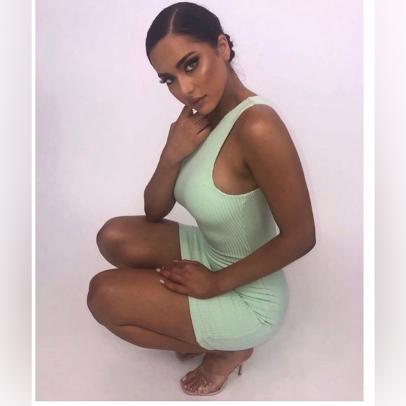 Meshki Pania Ribbed Sleeveless
Bodycon Mini Dress Mint Green Size
Large - Picture 3 of 8